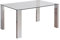 NAKURA - Mesa de Comedor Karina con Tapa de Cristal, Patas de Metal Cepillado Acabado Brillante; Dim.: 140x90 cms