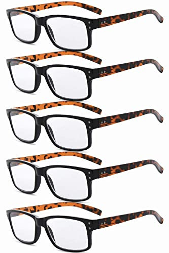 Eyekepper 5er-pack Federscharniere Vintage Herren Lesebrille in Schwarz Fassung Schildpatt Arme