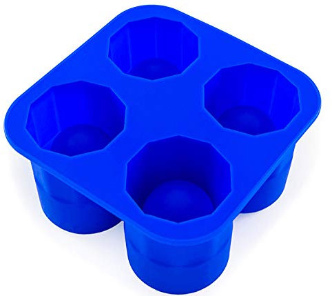 BlueFox Molde para hacer vasos de chupito de hielo, hecho de silicona, para 4 vasos, perfecto para chupitos, Color azul