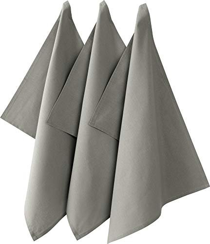 REDBEST Geschirrtuch, Küchentuch 3er-Pack Seattle, 100% Baumwolle grau Größe 50x70 cm - saugstarke, strapazierfähige Qualität, mit Aufhängung (weitere Farben)