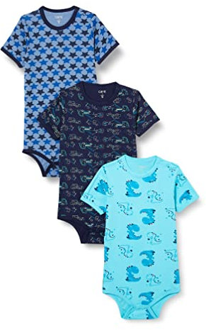 Care Body LS - AOP (3-pack), Body Neonato Manica Corta Bimbi 0-24, Blu Dark Navy (778), 12-18 mesi
