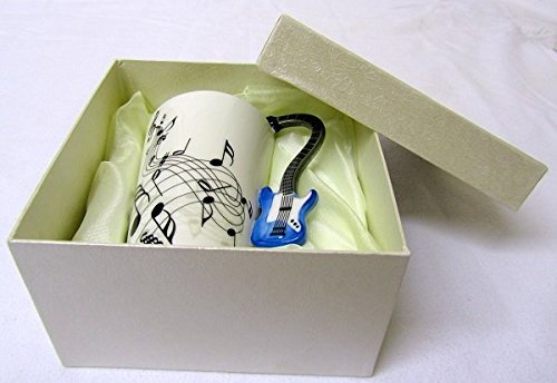 Eurrowebb - Taza con asa para guitarra eléctrica, color azul