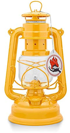 Feuerhand Sturmlaterne Baby Special 276 - Made in Germany seit 1893 - Petroleumlampe aus pulverbeschichtetem Stahl und bruchsicherem Glas - Gelb