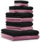 Betz 10-TLG. Handtuch-Set Premium 100% Baumwolle 2 Duschtücher 4 Handtücher 2 Gästetücher 2 Waschhandschuhe Farbe Altrosa & Schwarz