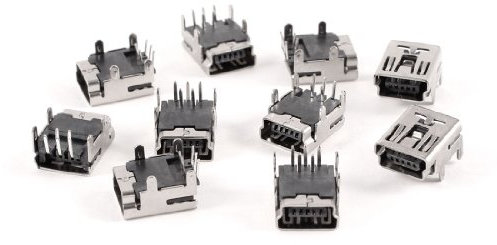 sourcing map 10 Pcs Mini USB Type B Female Socket 5-Pin 90 Degree Right Angle DIP Jack Connector for Computer DIY projects