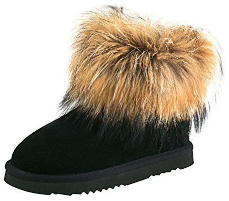 Shenduo Donna Stivali Caviglia Pelliccia Pelosi, Stivaletti Invernali D9251 Nero 39EU