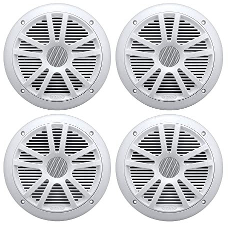 4) New Boss Audio MR6W 6.5 180W Dual Cone Marine/Boat Speakers Stereo- White