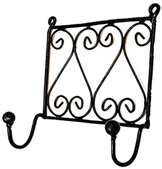 Vintage Garderobe Kleiderhaken Schwarz Mela Klein 19cm groß 2er Haken | Hakenleiste Wandhaken für die Wand oder Tür | Kleiderhakenleiste Garderobenhaken aus Metall | handtuchhaken im Bad oder Küche