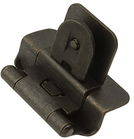 Hickory Hardware P5312-BI Double Demountable Hinge - 1/4 Inch overlay, 3/8 Inch inset Self-Closing Feature with 170° Opening Face Frame - Screwless Mounting Cabinet Black Iron Finish 1 Pair