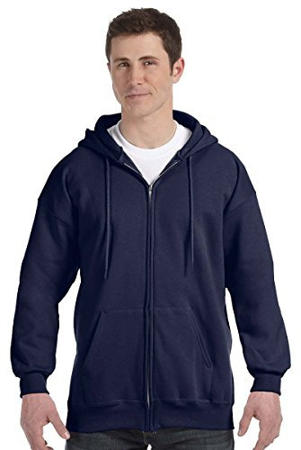 Hanes Herren Ultimate Full Zip Hoodie Kapuzenpullover Fleece Sweatshirt mit Reißverschluss Jacke, Marineblau, Medium
