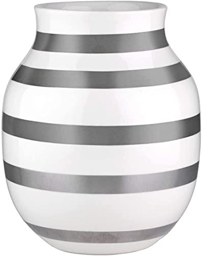 Kähler Vase H20 cm Omaggio Originaldesign mit handgemalte Streifen, Metallics