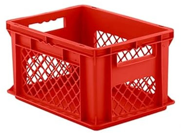 SSI Schäfer EF 4221 Eurokiste Kunststoffbox Transportbox offen ohne Deckel, 400x300 mm, 20,4 l, 15 Kg Tragkraft, Made in Germany, Rot