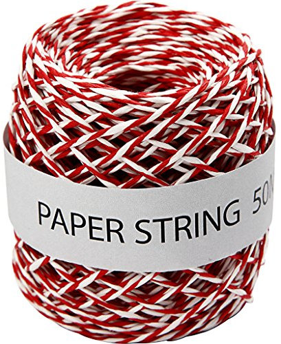 Creativ Company 50326 - Cordoncino di carta, 50 pezzi, colore: rosso/bianco