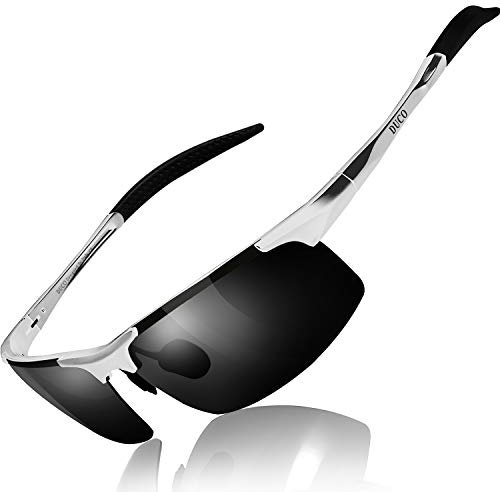 DUCO Men's Driving Sunglasses Polarised Glasses Sports Eyewear Fishing Golf Goggles 8177S (Silver Frame Gray Lens)