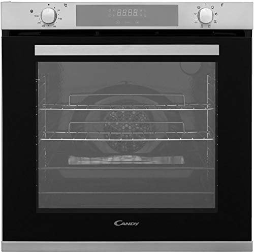 Candy FCXP615X/E Forno Elettrico da Incasso, Ventilato, Capacità 80 Litri, Funzione Pizza, 8 Programmi, 57x59.5x59.5 cm, Inox, Classe A