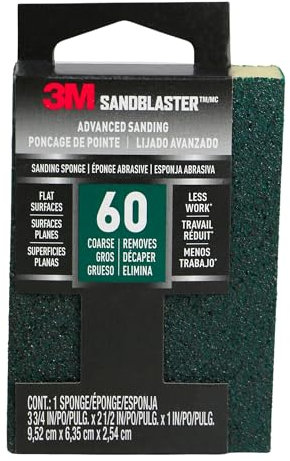 3M 20909-60 Sandblaster 60-Grit Sponge Block Sanding, Sponge, Block & Holder