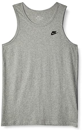 Nike Herren M NSW Club Tanktop, Grau (dk grey heather/Black), L