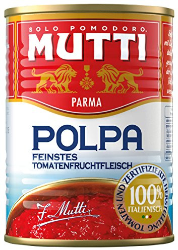 Mutti Polpa Fine - Tomatenfruchtfleisch, fein gehackt, 6er Pack (6 x 400 g)