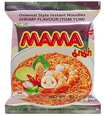 Mama - Asia Nudeln Shrimp Tom Yum Geschmack - 30er Pack (30 x 60g) - 1 Karton Thai Fertiggericht
