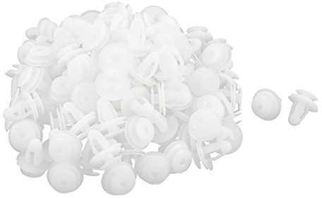 sourcing map 100Pcs Remaches de Vehículo Panel de la Puerta 14mm Grapa Blanco 8mm Agujero