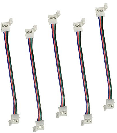 LitaElek 5pcs LED Schnellverbinder 4-polig 10mm Breit RGB 5050 LED Streifen Verbinder LED Band Anschlusskabel LED Strip Connector LED Stripe Anschluss Verlängerung Verbindungskabel, 17cm Lang
