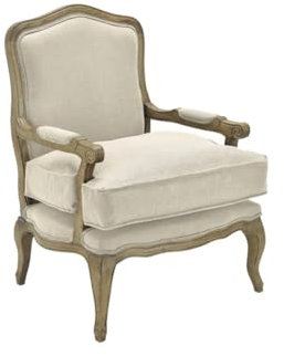 Vente-unique-Sessel Barock - Leinen - Beige - MAHAUX