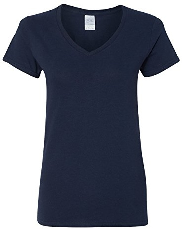 Gildan Womens Heavy Cotton 5.3 oz. V-Neck T-Shirt G500VL -NAVY S, Blue, S
