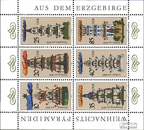 Prophila Collection DDR 3134-3139 Kleinbogen (kompl.Ausgabe) postfrisch ** MNH 1987 Weihnachtspyramiden (Briefmarken für Sammler) Weihnachten