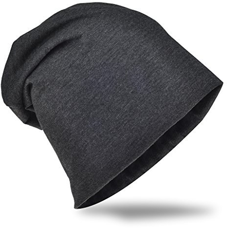 Miobo Slouch Beanie Mütze, Long, Unifarbe, Herren Damen, Anthrazit