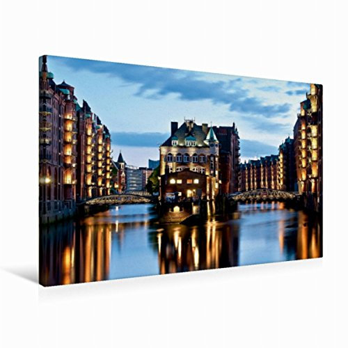Premium Textil-Leinwand 75 x 50 cm Quer-Format Speicherstadt Hamburg | Wandbild, HD-Bild auf Keilrahmen, Fertigbild auf hochwertigem Vlies, Leinwanddruck von Hans-Joachim Loh