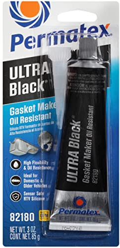 Permatex 82180 Ultra Black Maximum Oil Resistance RTV Silicone Gasket Maker, Sensor Safe and Non-Corrosive, for High Flex and Oil Resistant Applications 3 oz