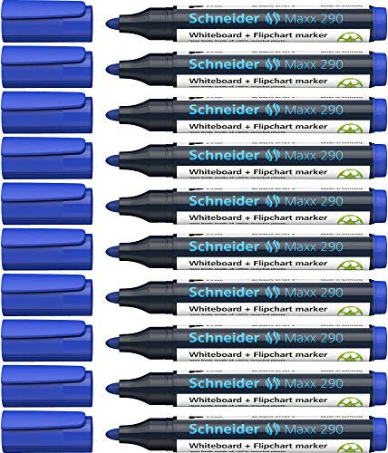 Schneider Maxx 290 Marker (Für Whiteboards und Flipcharts, Strichstärke: 2-3 mm) 10er Packung blau