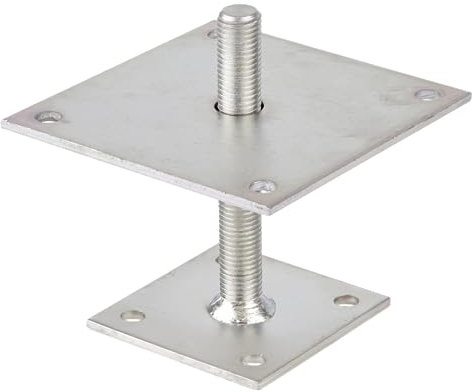 Alberts 218119 Ancre de poteau | à visser | passivé | réglable en hauteur 30-150 mm | 150 x 150 mm