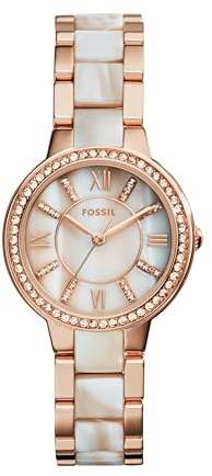 Fossil Virginia Orologio da donna, movimento al quarzo con cinturino in acciaio inossidabile o in pelle