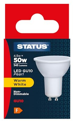Status GU10 LED Bulb, Warm White 2700K, 4.5W | 50W Equivalent, 345 Lumens, Single Bulb, 4.5SLGU10WP1B10