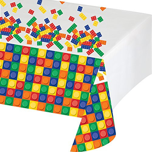 Creative Converting 315252 Block Birthday Plastic Tablecover Multicolor, 54 x 102