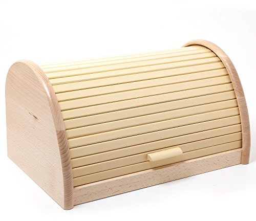 HolzFee BK-BR Buche Brot-Kasten 39 cm Holz Brotbox Rollkasten (Vanille)