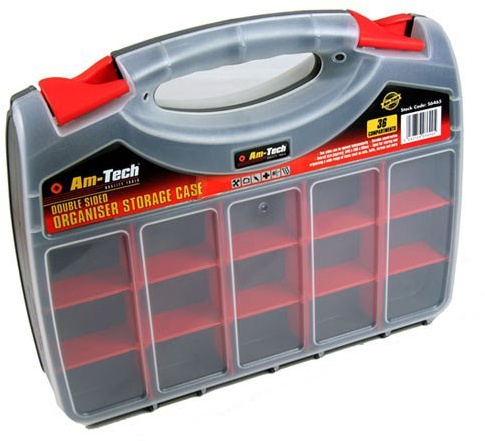 12.5 INCH DOUBLE SIDED ORGANISER 32 SLOT STORAGE TOOLBOX
