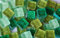 100 St. Softglas- Mosaiksteine Glitzer 1x1cm Grünmix Glitter Mosaik ca. 85g