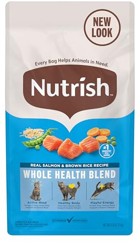 Nutrish Real Salmon & Brown Rice Recipe Dry Cat Food, 6 lb. Bag, Packaging May Vary (Rachael Ray)