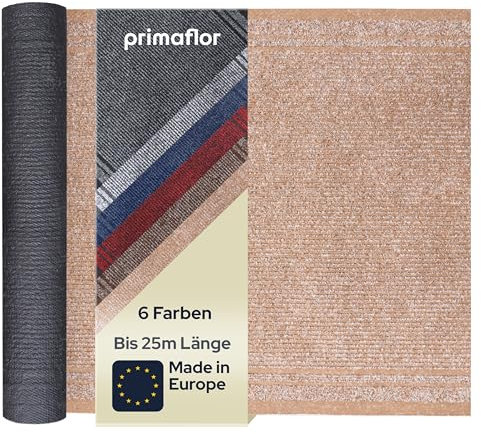 Primaflor Sauberlauf - Malaga, Beige, 0,66m x 10,00m, Rutschfester Schmutzfangläufer Meterware, Schmaler Küchen-Läufer nach Maß, Zuschneidbarer Teppichläufer, Eingangsmatte für Flur und Windfang