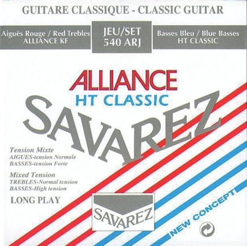 Savarez Saiten für Concert Alliance HT Klassische Gitarre gemischte Spannung Rot/Blau (Standard/Hoch) 500 ARJ Satz mixed 540ARJ
