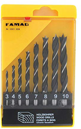 FAMAG 3501 Holzspiralbohrer 3501805 Metall Satz 8-teilig D=3,4,5,6,7,8,9,10mm
