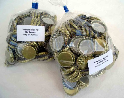 Kronenkorken mit Goldlackierung (2 x 350 g; ca. 320 Stück) zum Verschließen von Bierflaschen