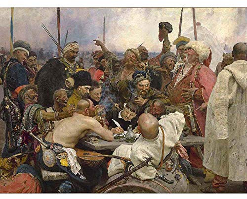 Wee Blue Coo Ilya Yefimovich Repin Cossacks Old Master Painting Art Print Poster Wall Decor Kunstdruck Poster Wand-Dekor-12X16 Zoll