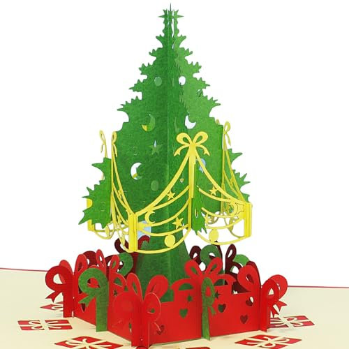 LIN17158, POP UP 3D Weihnachtskarten, Grußkarte Weihnacht, 3D Geschenk Tannenbaum, N425