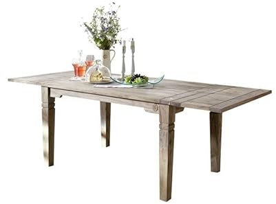 MASSIVMOEBEL24.DE Kolonialstil Massivmöbel Sheesham grau Esstisch 140-180/220x90 Palisander geölt massiv Holz LEEDS #52