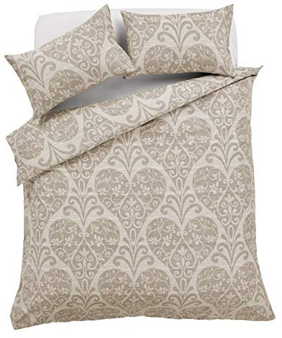 Olivia Rocco Chloe Duvet Cover Set Easy Care Modern Print Cotton Rich Quilt Covers Breathable Stylish Comforter Reversible Quilted Bedding Bed Linen Sets With Pillowcases, Gold (Double)