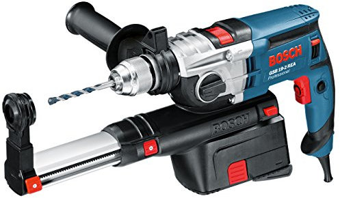 Bosch Professional GSB 19-2 REA - Taladro percutor (900 W, 0 – 1000/3000 rpm, Ø max perforación hormigón 18 mm, sistema aspiración, en maletín)