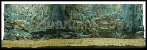 3D Aquarien Rückwand 200x60 Fels mit Wurzel 2TLG.